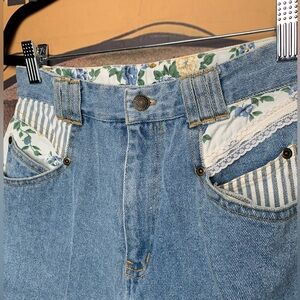 Who Says? 90s Vintage Jeans with Floral Patchwork & Lace